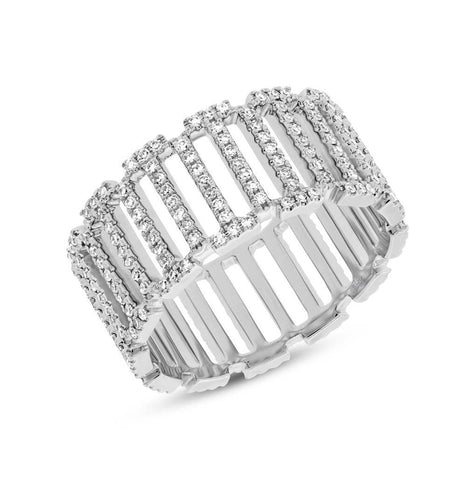 0.59 Ctw 14k White Gold Diamond Womens Eternity Ring Size 6