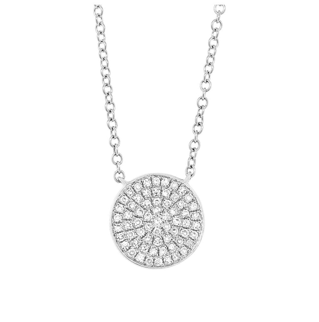 0.15 Ctw 14k White Gold Diamond Pave Circle Necklace