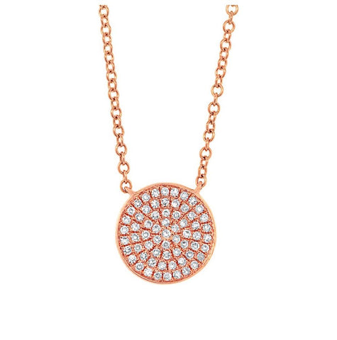 0.15 Ctw 14k Rose Gold Diamond Pave Circle Necklace