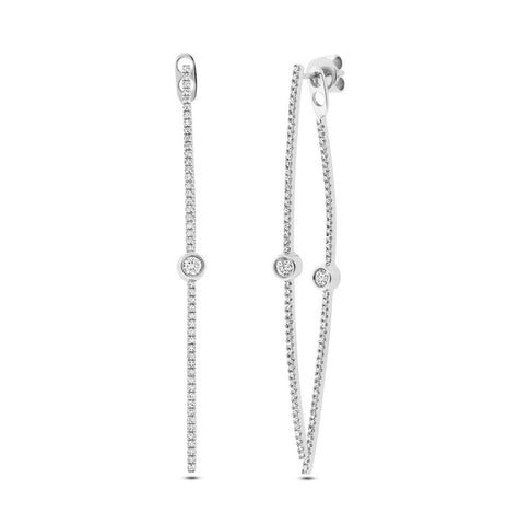 0.77 Ctw 14k White Gold Diamond Ear Jacket Earring