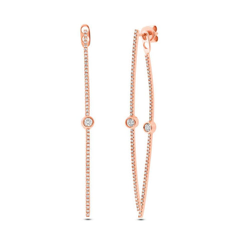 0.77 Ctw 14k Rose Gold Diamond Ear Jacket Earring