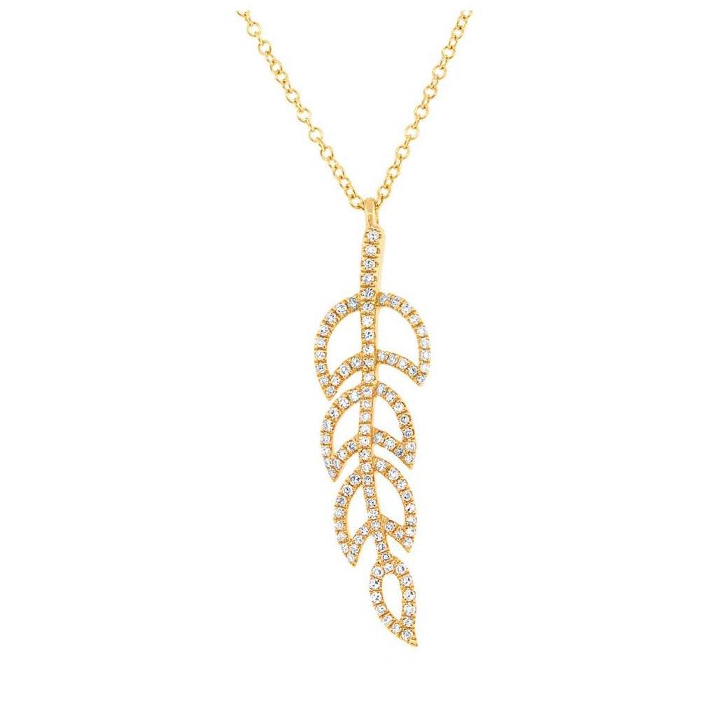 0.29 Ctw 14k Yellow Gold Diamond Leaf Necklace