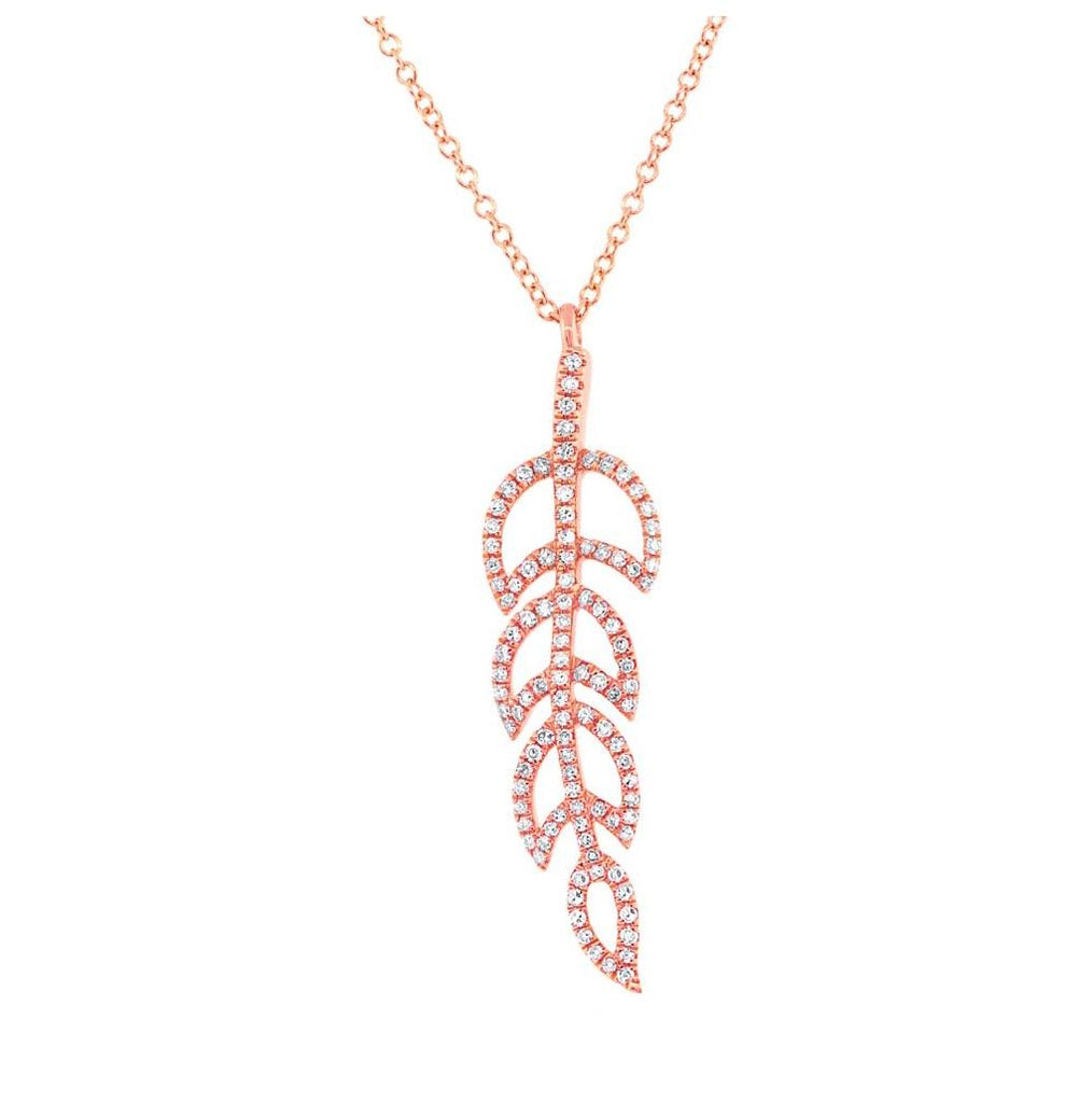 0.29 Ctw 14k Rose Gold Diamond Leaf Necklace