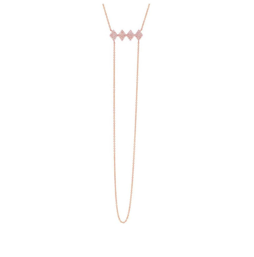 0.30 Ctw 14k Rose Gold Diamond Pave Necklace