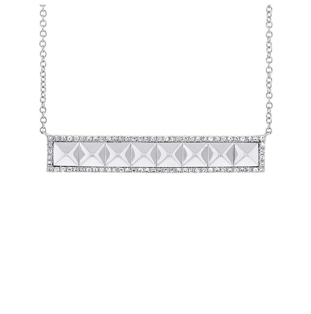 0.23 Ctw 14k White Gold Diamond Bar Necklace