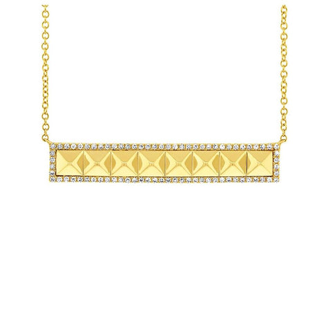 0.23 Ctw 14k Yellow Gold Diamond Bar Necklace