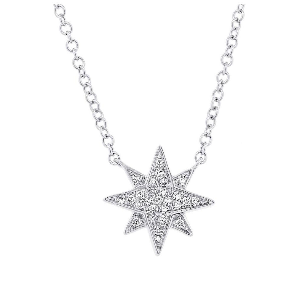 0.06 Ctw 14k White Gold Diamond Star Necklace