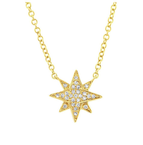 0.06 Ctw 14k Yellow Gold Diamond Star Necklace