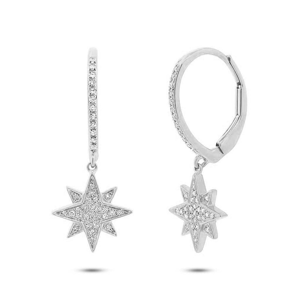 0.17 Ctw 14k White Gold Diamond Star Earring