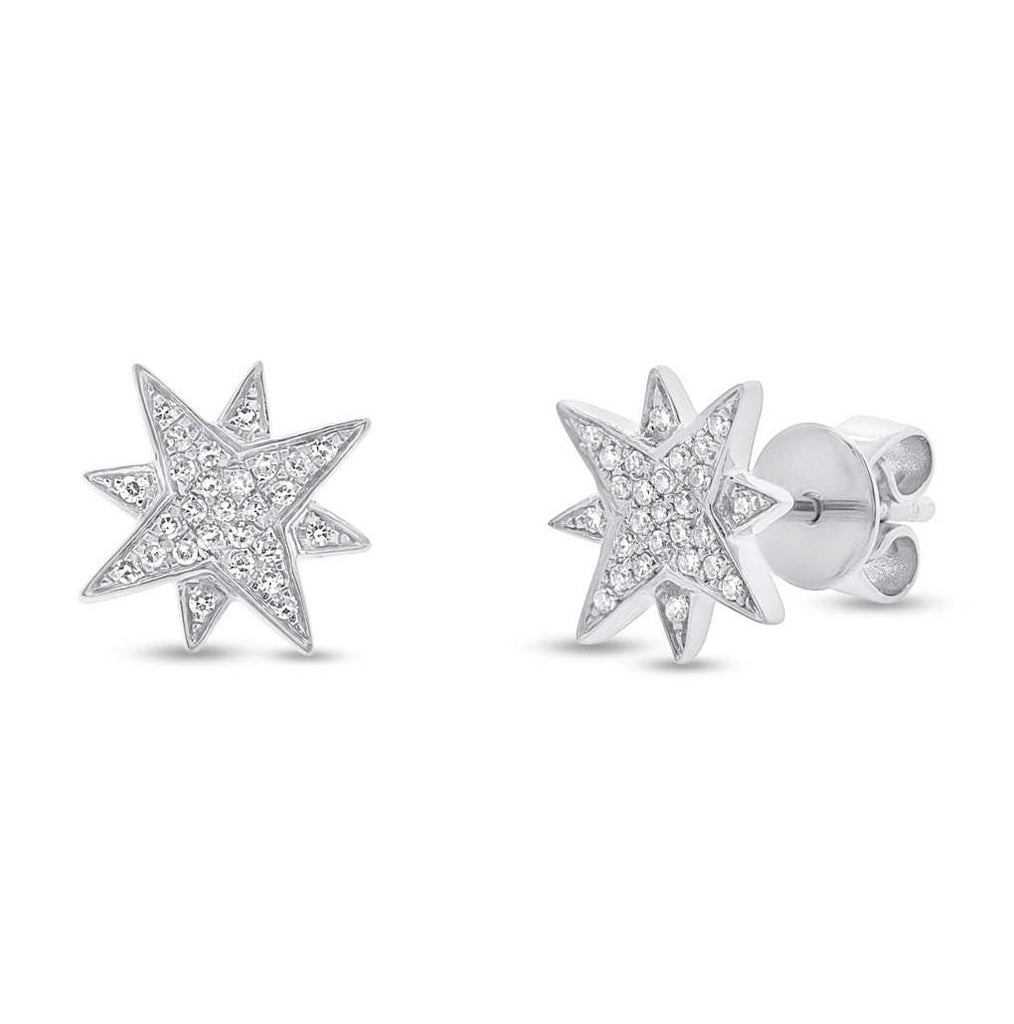 0.11 Ctw 14k White Gold Diamond Star Earring