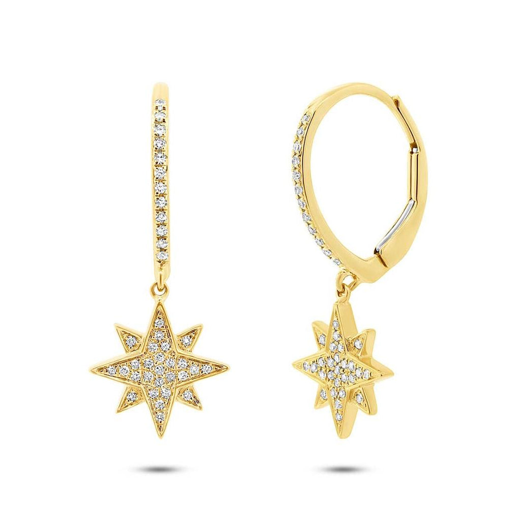 0.17 Ctw 14k Yellow Gold Diamond Star Earring