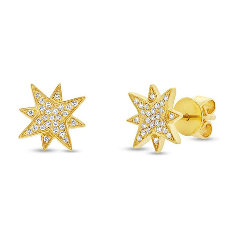 0.11 Ctw 14k Yellow Gold Diamond Star Earring