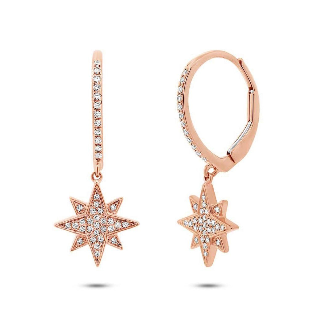 0.17 Ctw 14k Rose Gold Diamond Star Earring