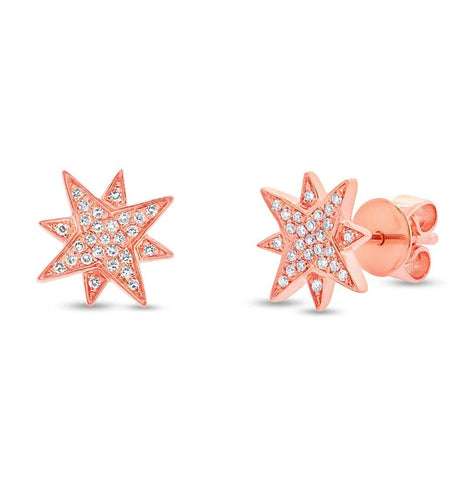 0.11 Ctw 14k Rose Gold Diamond Star Earring