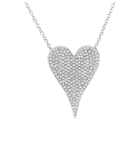 0.43 Ctw 14k White Gold Diamond Heart Necklace