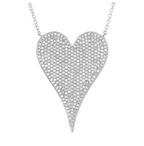 0.83 Ctw 14k White Gold Diamond Heart Necklace