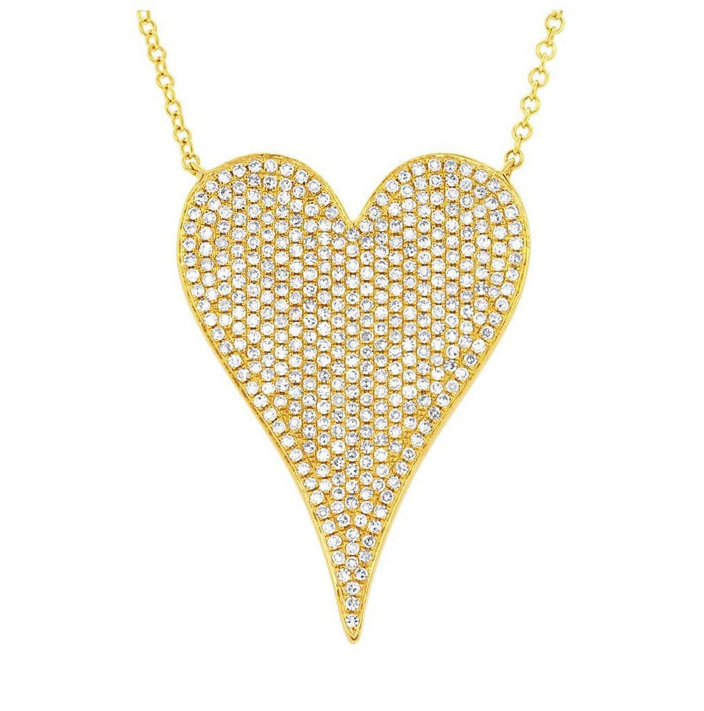 0.83 Ctw 14k Yellow Gold Diamond Heart Necklace