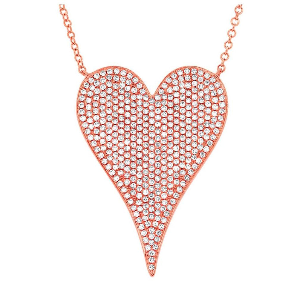 0.83 Ctw 14k Rose Gold Diamond Heart Necklace