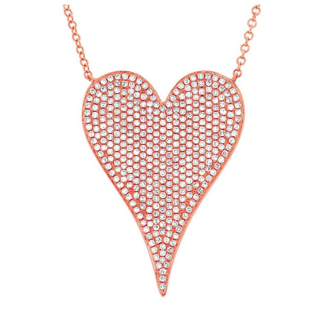 0.83 Ctw 14k Rose Gold Diamond Heart Necklace