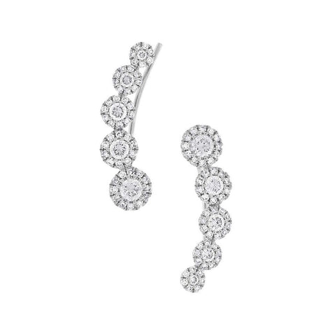 0.66 Ctw 14k White Gold Diamond Ear Crawler Earring