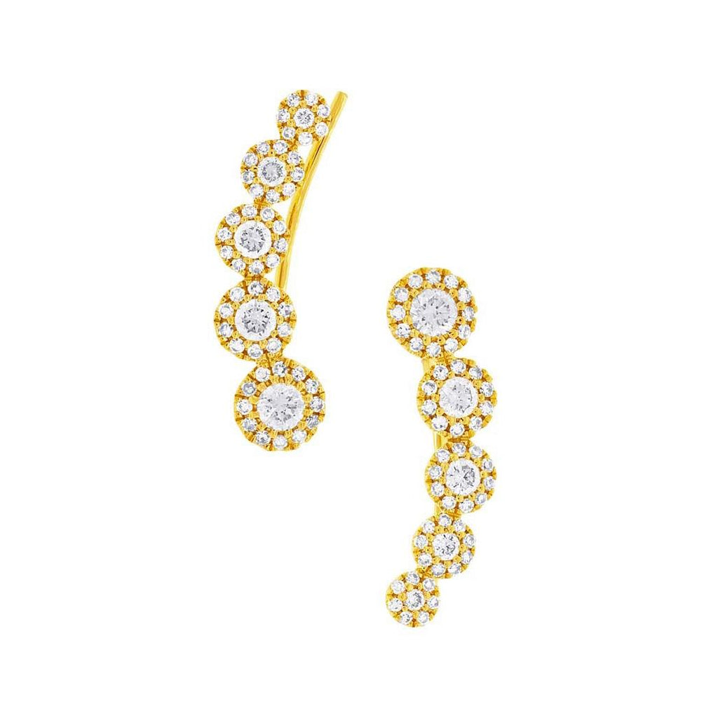 0.66 Ctw 14k Yellow Gold Diamond Ear Crawler Earring