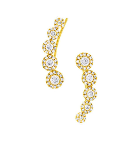 0.66 Ctw 14k Yellow Gold Diamond Ear Crawler Earring