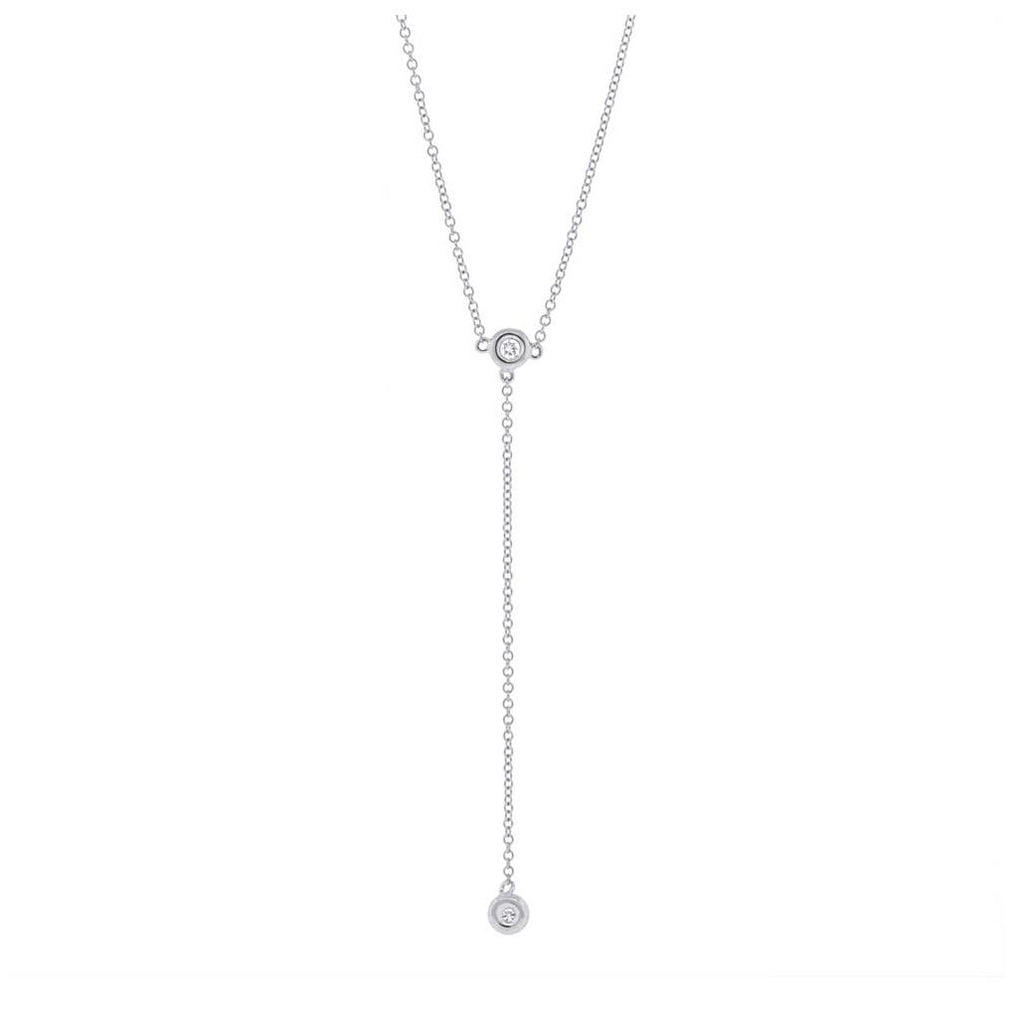 0.07 Ctw 14k White Gold Diamond Lariat Necklace