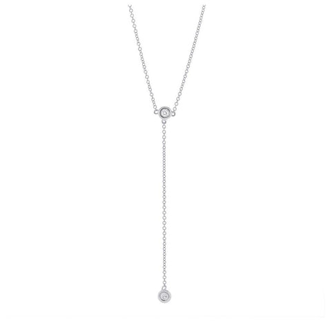 0.07 Ctw 14k White Gold Diamond Lariat Necklace