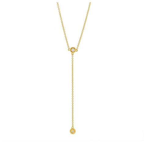 0.07 Ctw 14k Yellow Gold Diamond Lariat Necklace