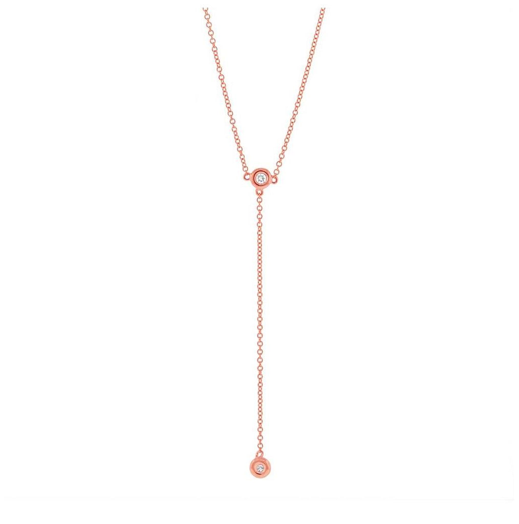 0.07 Ctw 14k Rose Gold Diamond Lariat Necklace