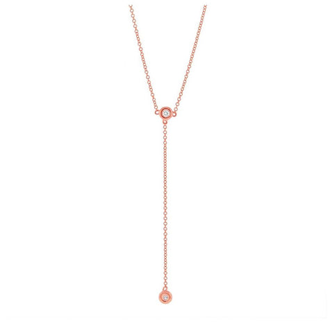 0.07 Ctw 14k Rose Gold Diamond Lariat Necklace