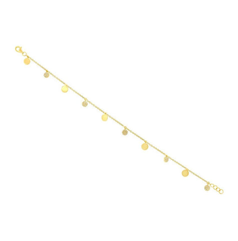 0.15 Ctw 14k Yellow Gold Diamond Pave Circle Anklet