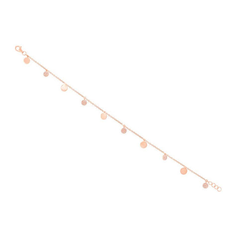 0.15 Ctw 14k Rose Gold Diamond Pave Circle Anklet