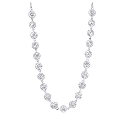 0.89 Ctw 14k White Gold Diamond Pave Circle Necklace