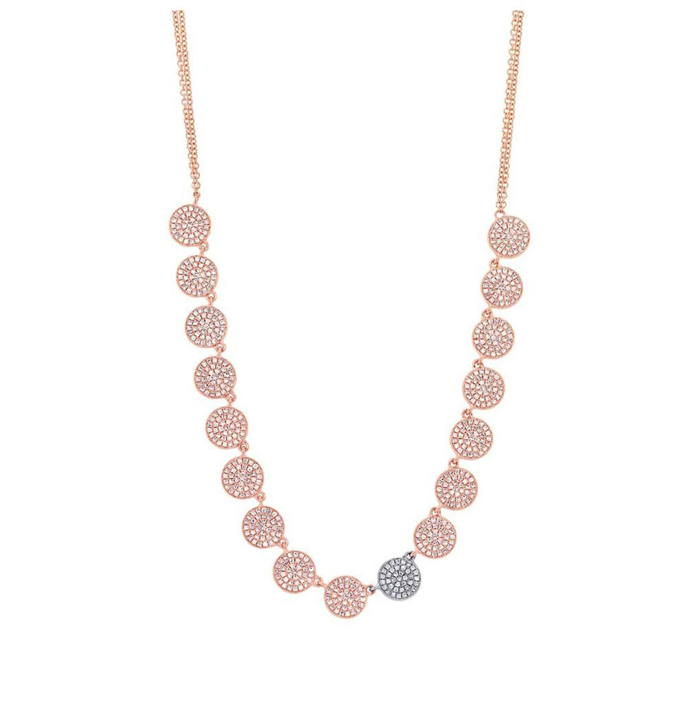 1.41 Ctw 14k Two-tone Rose Gold Diamond Pave Circle Necklace