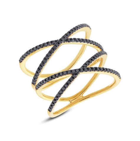 0.42 Ctw 14k Yellow Gold  Black Diamond Womens Ring Size 9