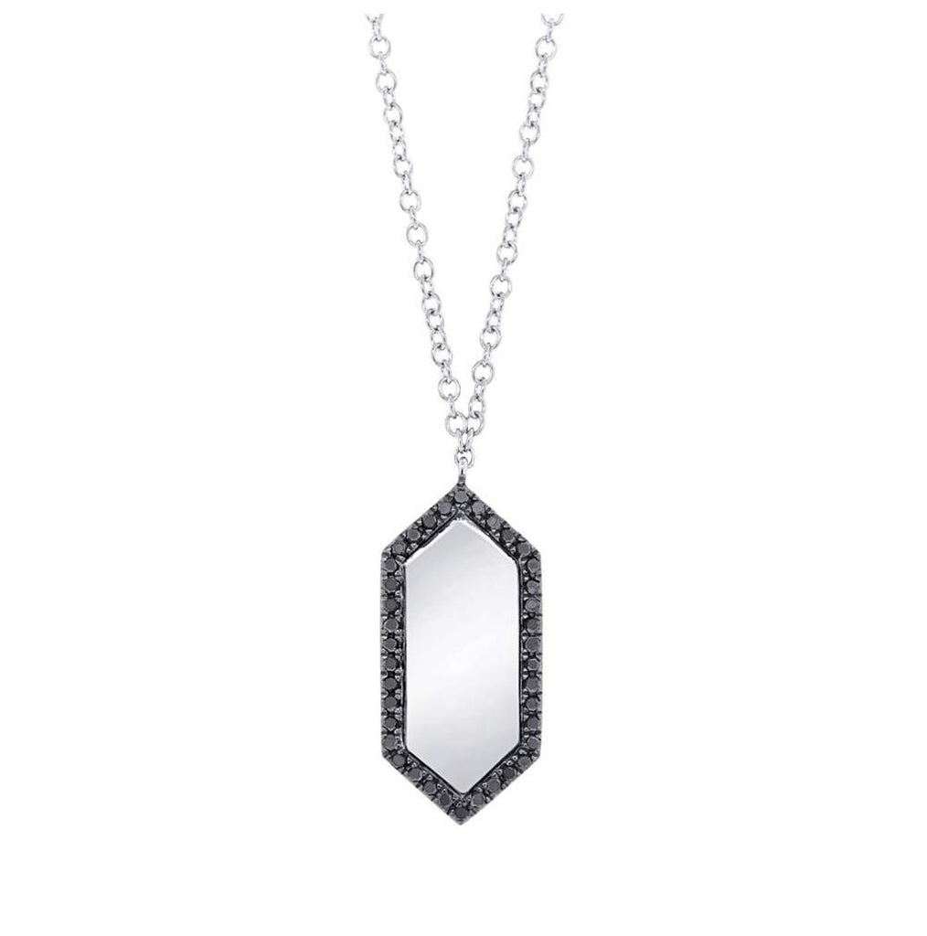 0.09 Ctw 14k White Gold Black Diamond Necklace