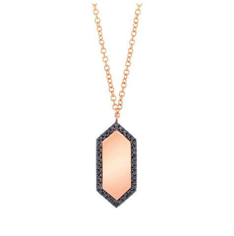 0.09 Ctw 14k Rose Gold Black Diamond Necklace