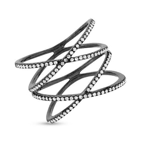 0.32 Ctw 14k Black Rhodium Gold Diamond Womens Ring Size 8.75