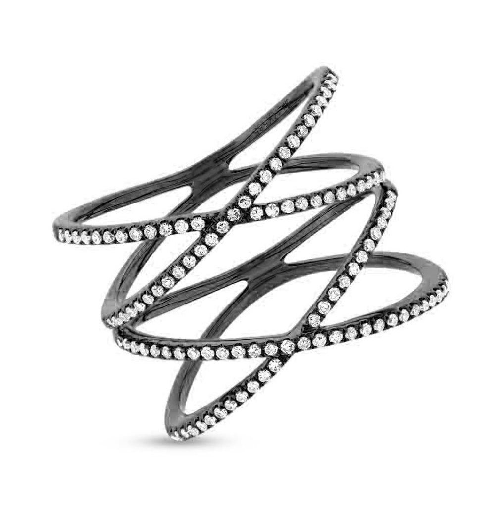 0.32 Ctw 14k Black Rhodium Gold Diamond Womens Ring Size 9
