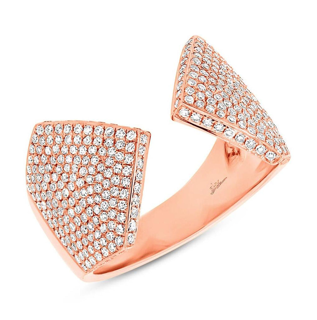 0.87 Ctw 14k Rose Gold Diamond Pave Womens Ring