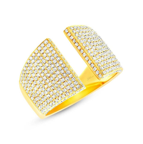 0.92 Ctw 14k Yellow Gold Diamond Pave Womens Ring