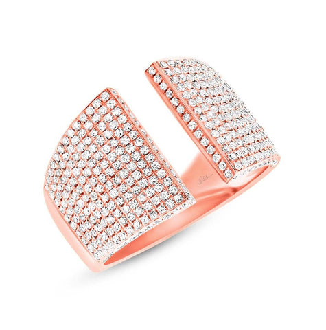 0.92 Ctw 14k Rose Gold Diamond Pave Womens Ring