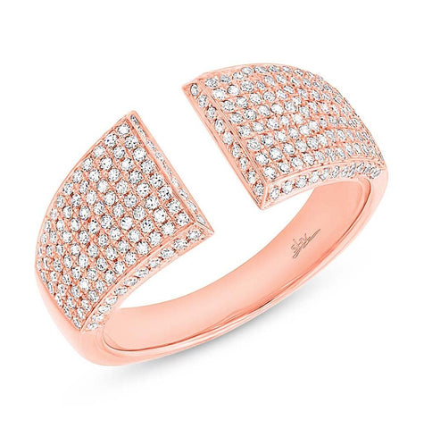 0.60 Ctw 14k Rose Gold Diamond Pave Womens Ring