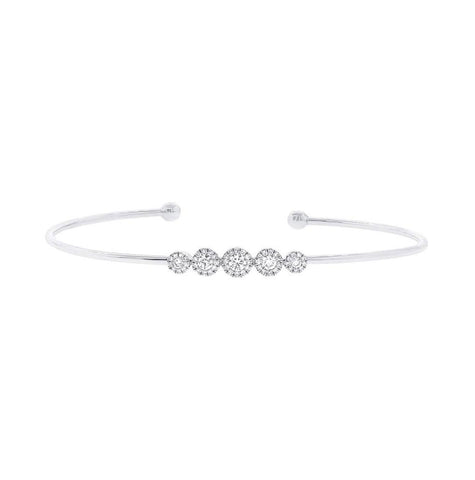 0.37 Ctw 14k White Gold Diamond Bangle Bracelet