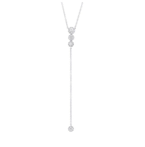 0.29 Ctw 14k White Gold Diamond Lariat Necklace