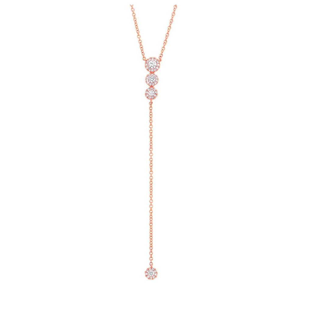 0.29 Ctw 14k Rose Gold Diamond Lariat Necklace