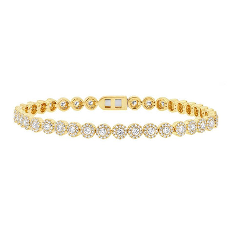 3.03 Ctw 14k Yellow Gold Diamond Womens Bracelet