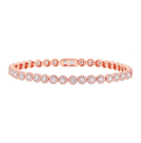 3.03 Ctw 14k Rose Gold Diamond Womens Bracelet