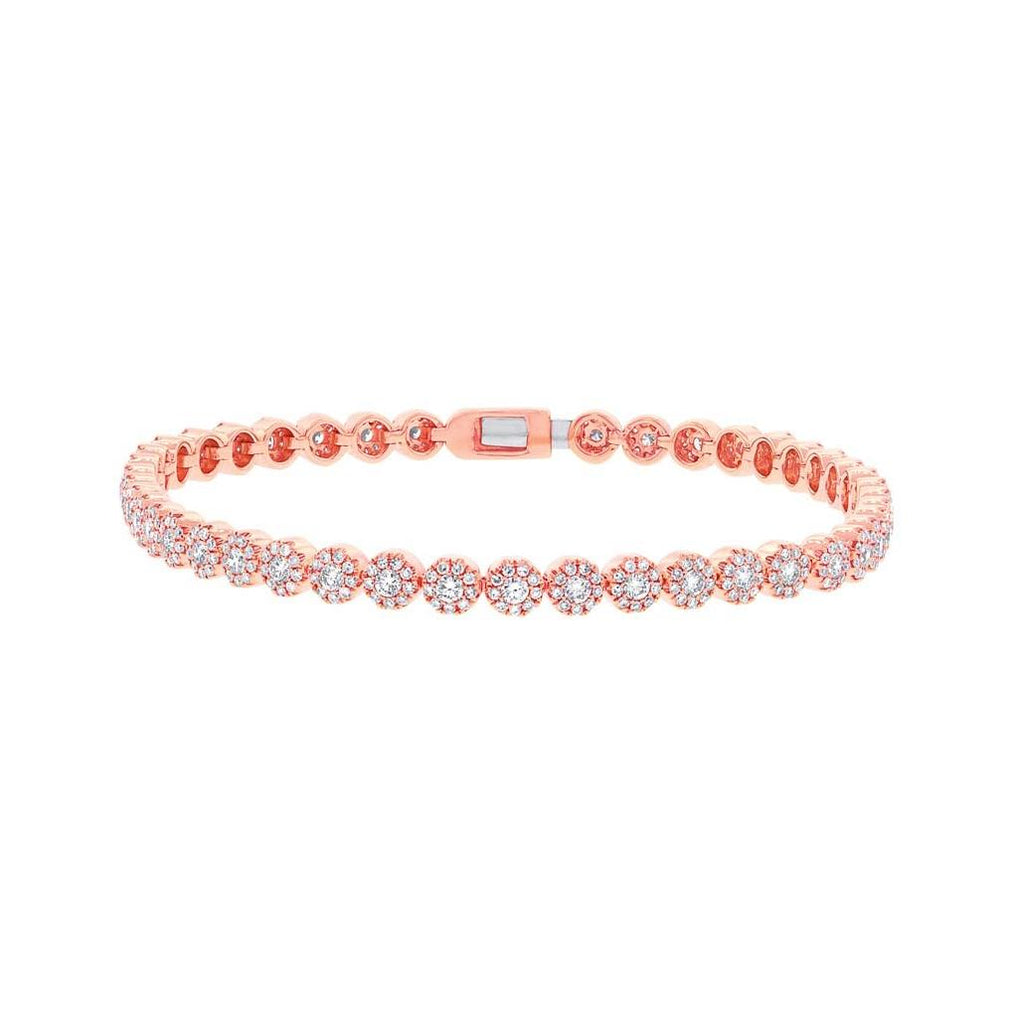 2.21 Ctw 14k Rose Gold Diamond Womens Bracelet